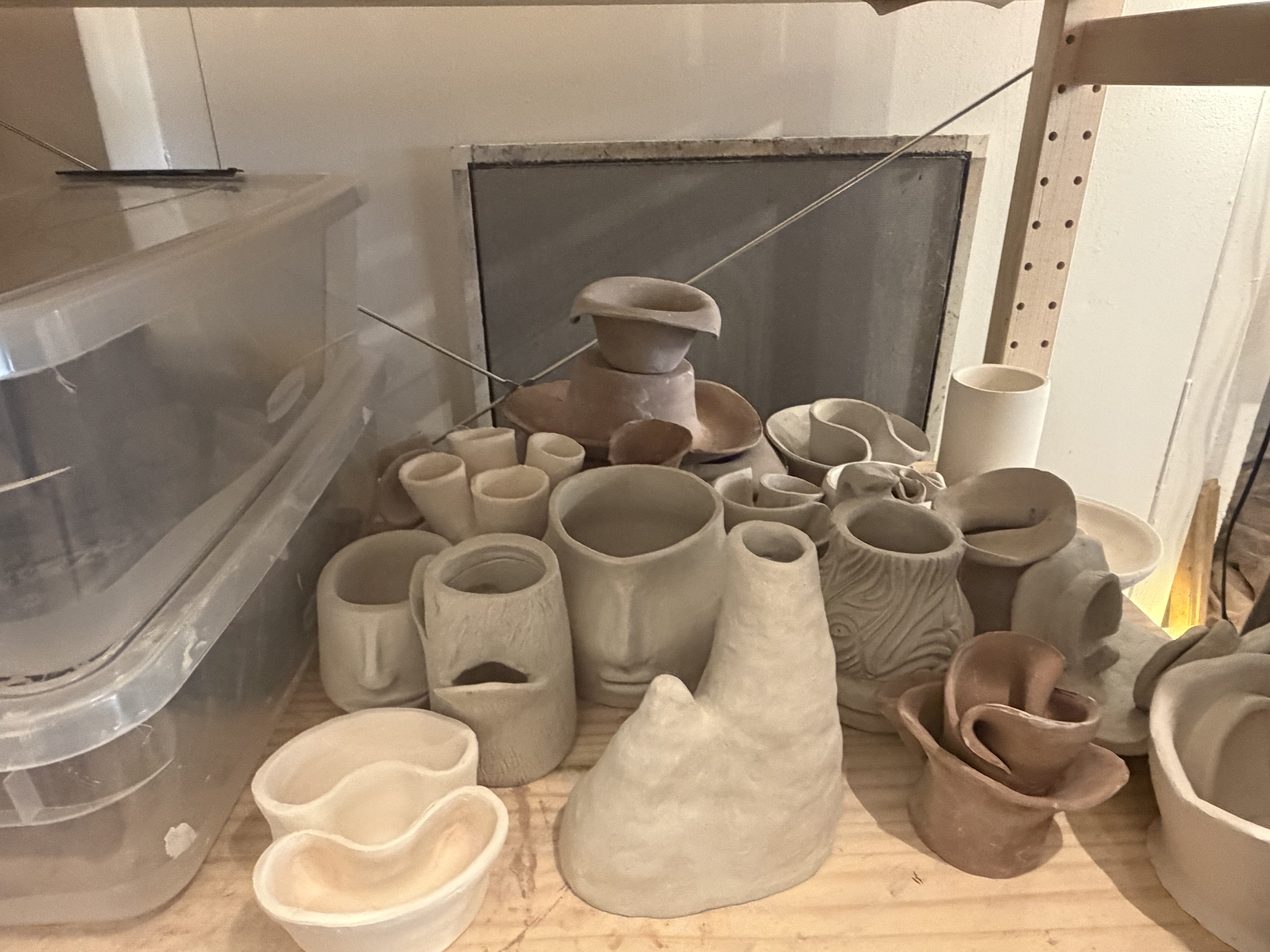 Handmade pottery in the studio
