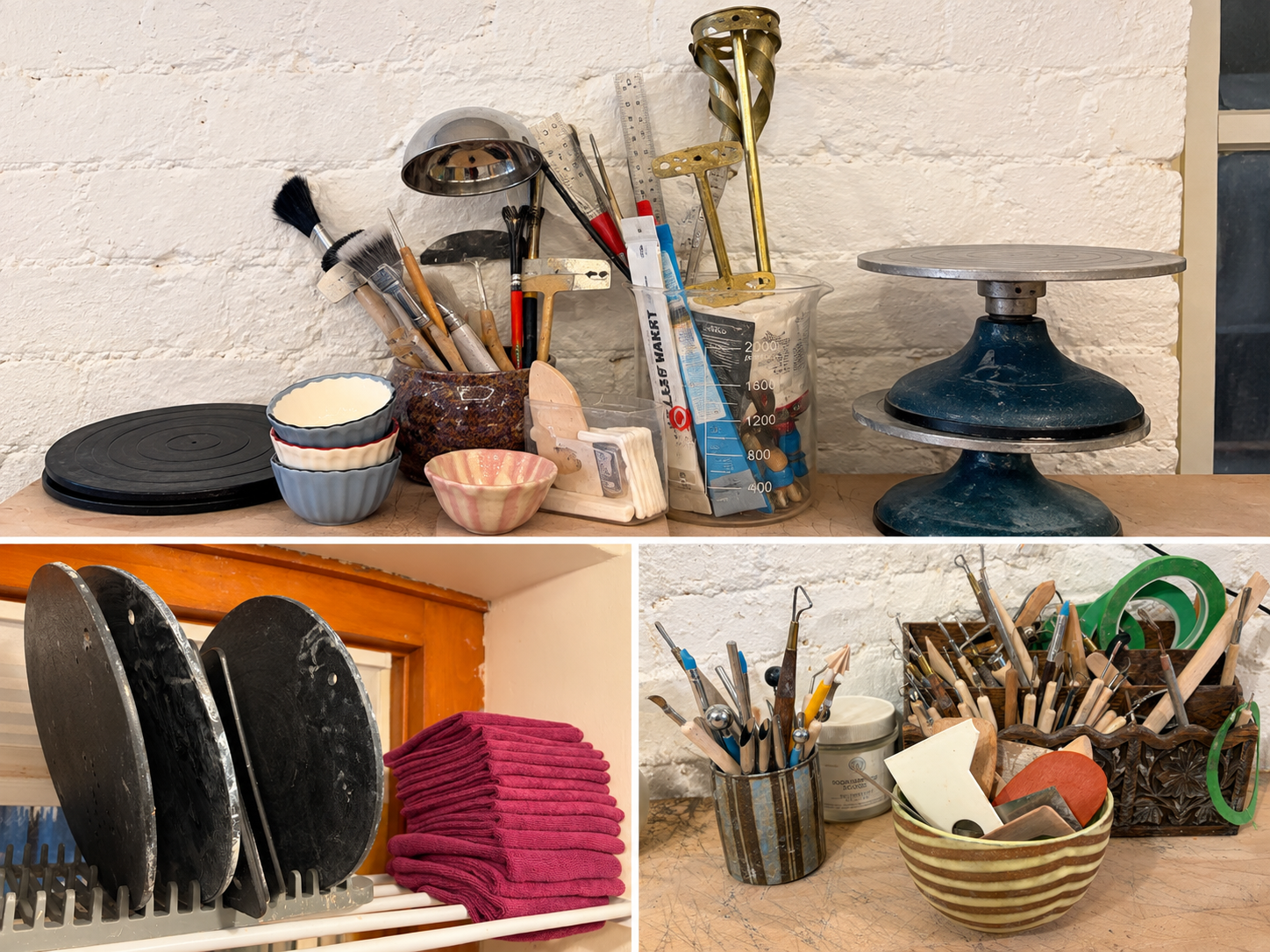 Pottery tools in the studio